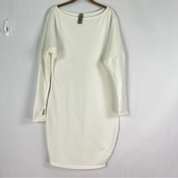 2/$30 Go Couture Ivory Sweat Bodycon Dress sz Medium - Picture 3 of 10